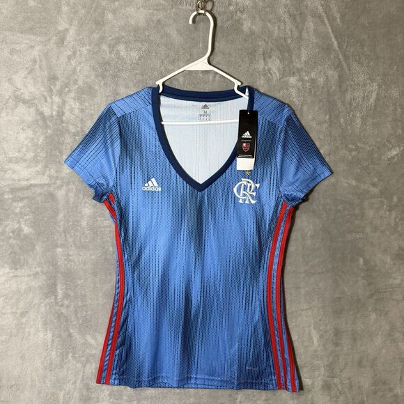 adidas Tops - NWT Adidas Flamengo Women Jersey M Blue Red Soccer Futbol CR Brazil Climalite